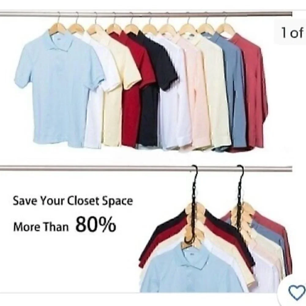 5 Black Wonder Hanger Max. Closet space saver organizer